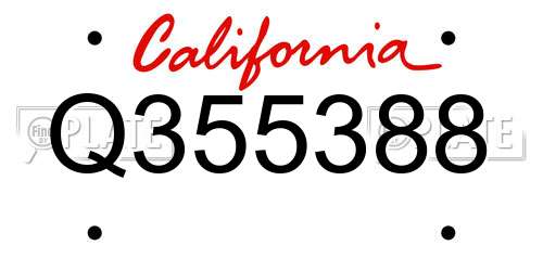 Q355388 California License Plate