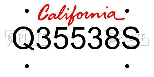 Q35538S California License Plate