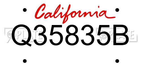 Q35835B California License Plate
