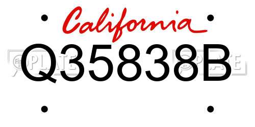 Q35838B California License Plate