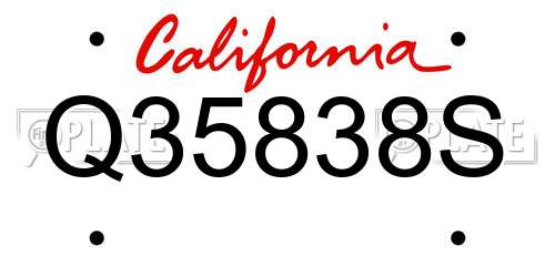 Q35838S California License Plate