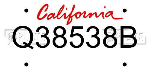Q38538B California License Plate