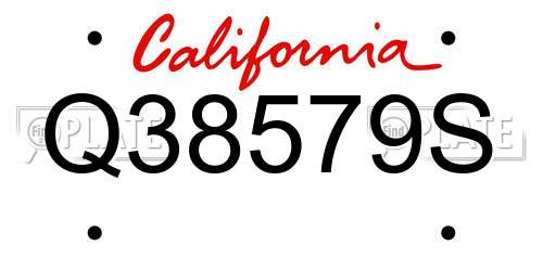 Q38579S California License Plate