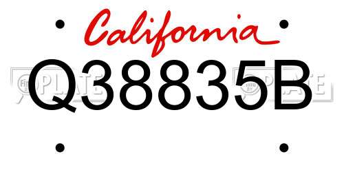 Q38835B California License Plate