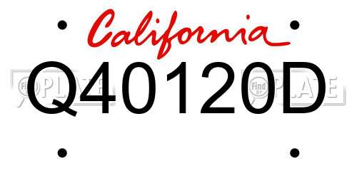 Q40120D California License Plate