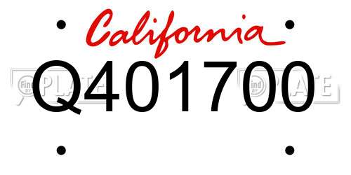 Q401700 California License Plate