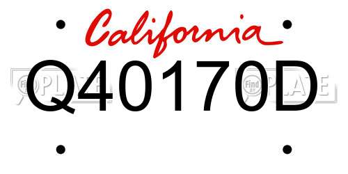 Q40170D California License Plate