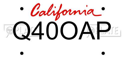 Q40OAP California License Plate