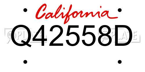 Q42558D California License Plate