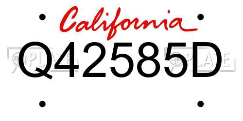 Q42585D California License Plate