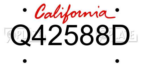 Q42588D California License Plate