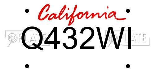 Q432WI California License Plate