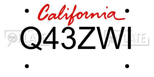 Q43ZWI California License Plate