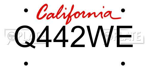 Q442WE California License Plate