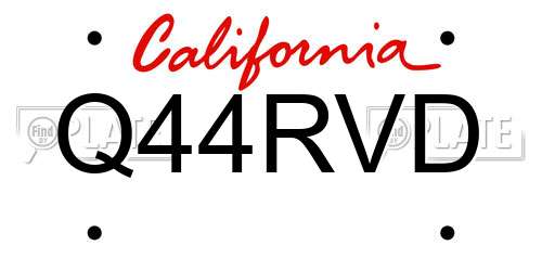 Q44RVD California License Plate