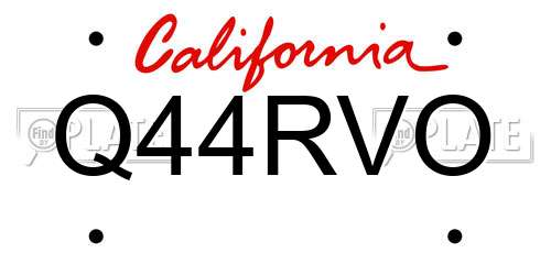 Q44RVO California License Plate