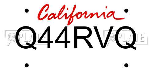 Q44RVQ California License Plate