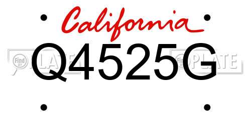 Q4525G California License Plate