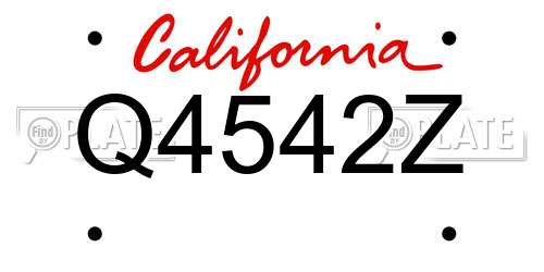 Q4542Z California License Plate