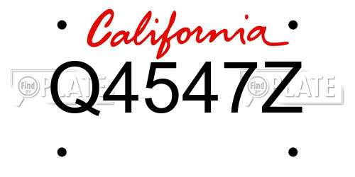 Q4547Z California License Plate