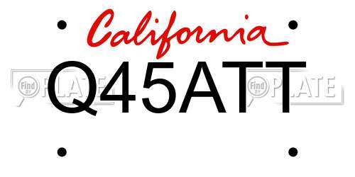 Q45ATT California License Plate