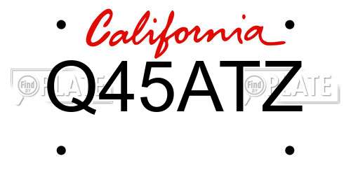 Q45ATZ California License Plate