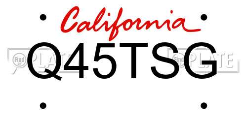 Q45TSG California License Plate