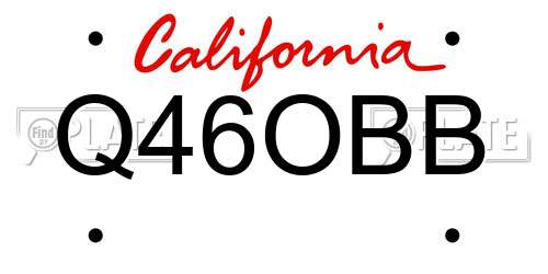 Q46OBB California License Plate