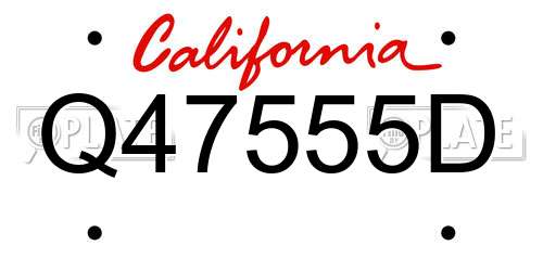 Q47555D California License Plate