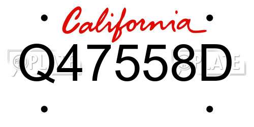 Q47558D California License Plate
