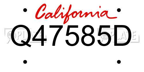 Q47585D California License Plate