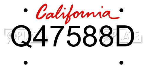 Q47588D California License Plate