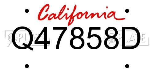 Q47858D California License Plate