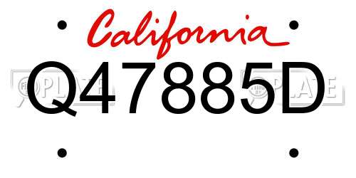 Q47885D California License Plate