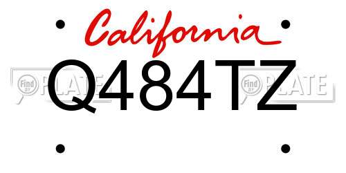 Q484TZ California License Plate