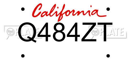 Q484ZT California License Plate