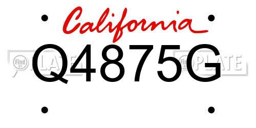 Q4875G California License Plate