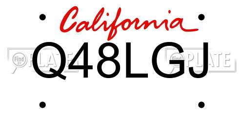 Q48LGJ California License Plate