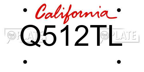 Q512TL California License Plate