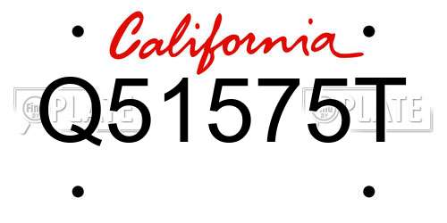 Q51575T California License Plate