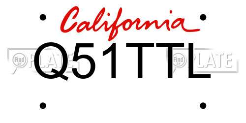 Q51TTL California License Plate