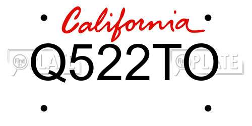 Q522TO California License Plate