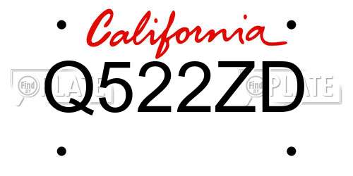 Q522ZD California License Plate