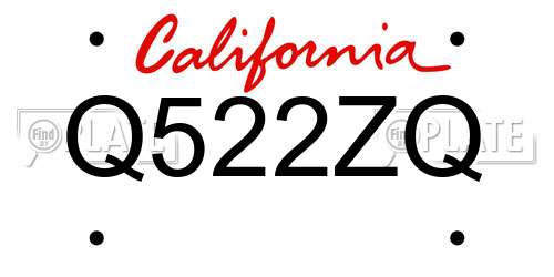 Q522ZQ California License Plate