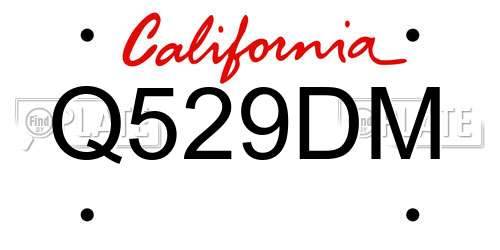 Q529DM California License Plate