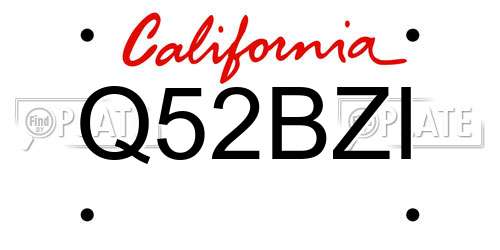 Q52BZI California License Plate