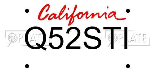 Q52STI California License Plate