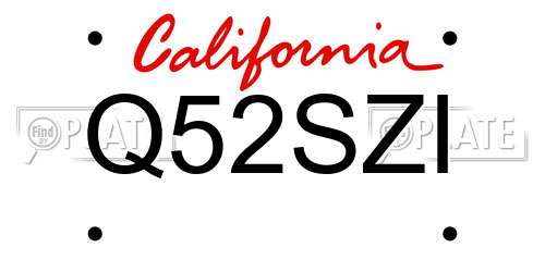 Q52SZI California License Plate
