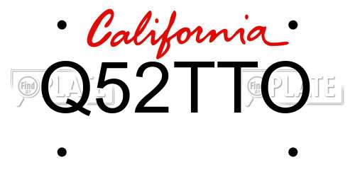 Q52TTO California License Plate