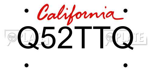 Q52TTQ California License Plate